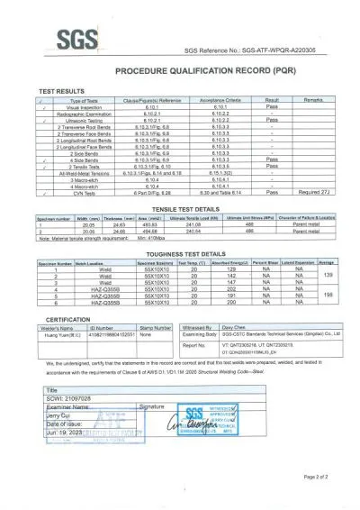 Laporan Hasil Tes WPS/PQR